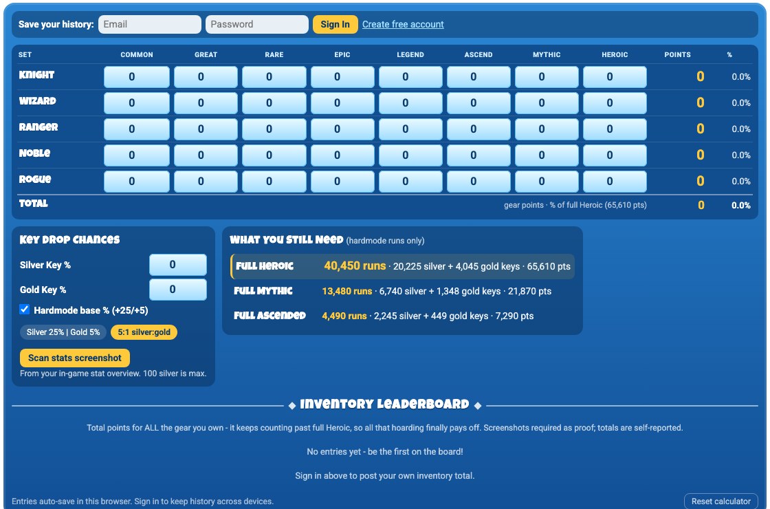HvH Gear and Key Calculator