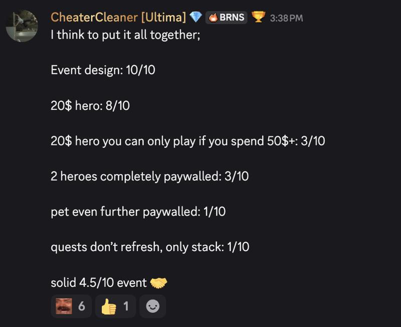Avatar Event cheater cleaner event rating