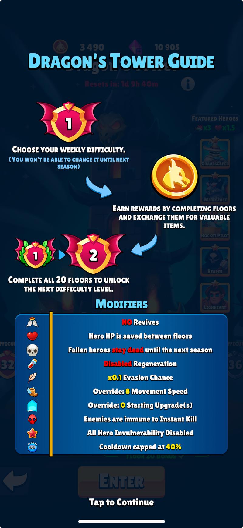 Dragons Tower modifiers